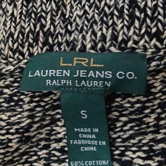 Lauren Ralph Lauren Wrap Cardigan Sweater S Toggle Tan Black Marled Knit - Picture 8 of 9